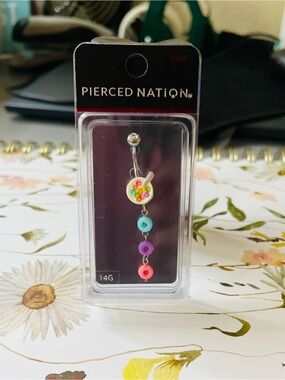 Pierced Nation Cereal Bowl Belly Ring Fruit Loops Dangle 14G NWT